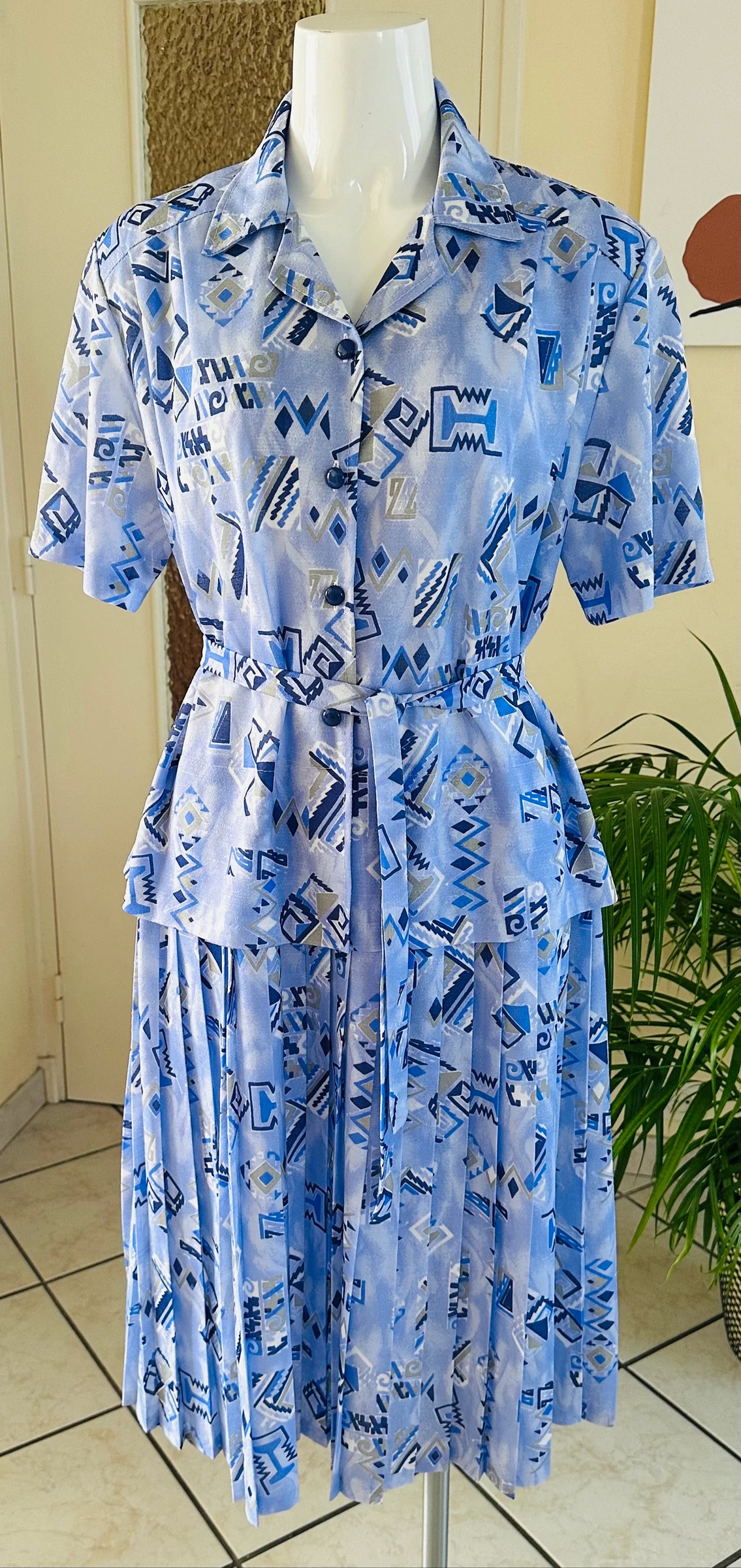 Vestido Plissado Vintage com Cinto Tamanho 38/40 – Fabricação Francesa – NOVO – photo 9